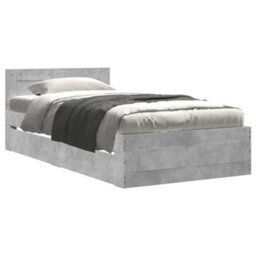 Berkfield Bed Frame With Headboard Without Mattress Concrete Grey 90X200 Cm - thumbnail 2