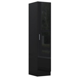 Reflect 1 Door Plain Wardrobe, 5 Drawer Chest, 2X 2 Drawer Bedsides - Black Gloss & Black Oak - Modern Bedroom Furniture Set - thumbnail 7