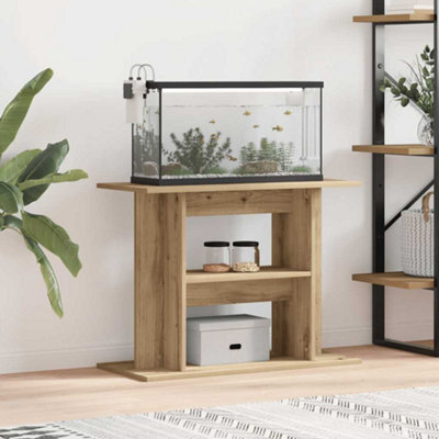 Walplus Artisan Oak Aquarium Stand 80X35X60Cm Engineered Wood Fish Tank Cabinet - image 1