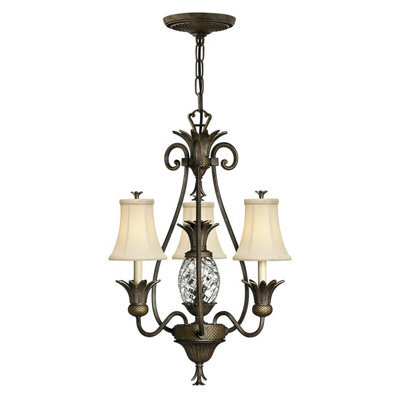 Elegant 4 Bulb Pearl Bronze Chandelier With Led E14 Socket