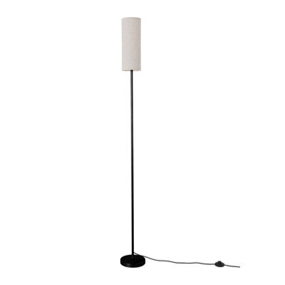 Komore Minimalist Linen Shade Floor Lamp Black Iron Pole Foot Switch E27 - image 1