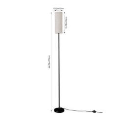 Komore Minimalist Linen Shade Floor Lamp Black Iron Pole Foot Switch E27 - thumbnail 9