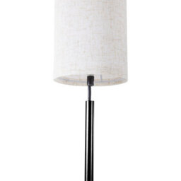 Komore Minimalist Linen Shade Floor Lamp Black Iron Pole Foot Switch E27 - thumbnail 6