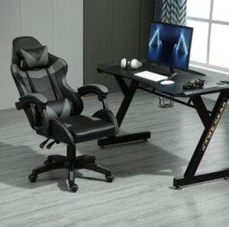 Mcc Direct Gaming Chair Computer Chair With Tilt And Swivel Function Office Chair A Grey - thumbnail 3