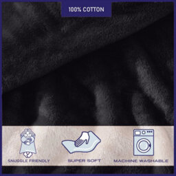 Ameha Fleece Plain Blanket, Lightweight & Reversible Throw For Travel, Bed & Sofa Blanket, Black Double 150X200Cm - thumbnail 3
