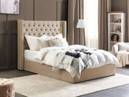 Beliani Ottoman Bed Velvet Lubbon 140 X 200 Cm (Eu Double) Beige - thumbnail 2