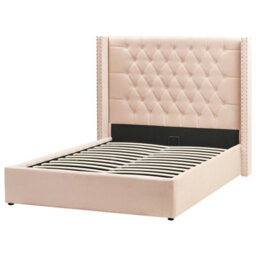 Beliani Ottoman Bed Velvet Lubbon 140 X 200 Cm (Eu Double) Beige - thumbnail 5