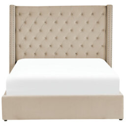 Beliani Ottoman Bed Velvet Lubbon 140 X 200 Cm (Eu Double) Beige - thumbnail 4