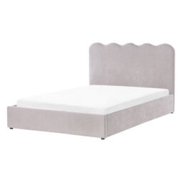 Beliani Ottoman Bed Chenille Nanterre 140 X 200 Cm (Eu Double) Taupe - thumbnail 5