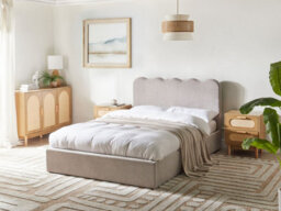 Beliani Ottoman Bed Chenille Nanterre 140 X 200 Cm (Eu Double) Taupe - thumbnail 2