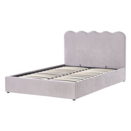 Beliani Ottoman Bed Chenille Nanterre 140 X 200 Cm (Eu Double) Taupe - thumbnail 4