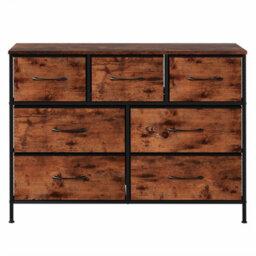 Levede 7 Drawer Chest Of Drawers Brown Black Fabric Bedroom Storage Unit - thumbnail 3
