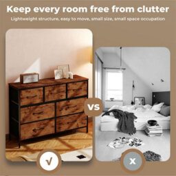 Levede 7 Drawer Chest Of Drawers Brown Black Fabric Bedroom Storage Unit - thumbnail 7