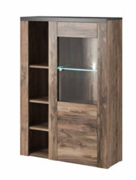 Arte Elegant Larona 44 Display Cabinet 1000mm In Oak Satin & Touchwood - Modern Storage Solution H1450mm D370mm - thumbnail 1