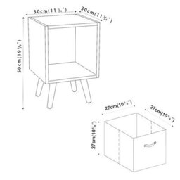 Urbn-Living Urbnliving 51Cm Height Black Wooden Cube Storage Bookcase Beige Inserts Scandinavian Black Legs - thumbnail 3