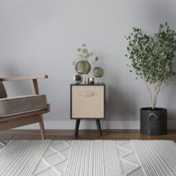 Urbn-Living Urbnliving 51Cm Height Black Wooden Cube Storage Bookcase Beige Inserts Scandinavian Black Legs - thumbnail 2
