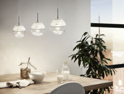 Elegant Chrome Pendant Ceiling Light With Crystal Shade And Led Bulbs - thumbnail 3