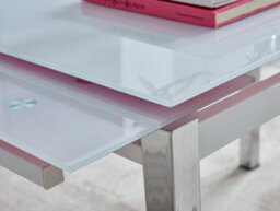 Furniturebox Enna White Glass Extending Dining Table And 4 Cappuccino Milan Chairs - thumbnail 4