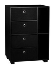 Urbn-Living Urbnliving Height 84Cm Wooden 6 Section Black Bookcase And Drawer - thumbnail 1