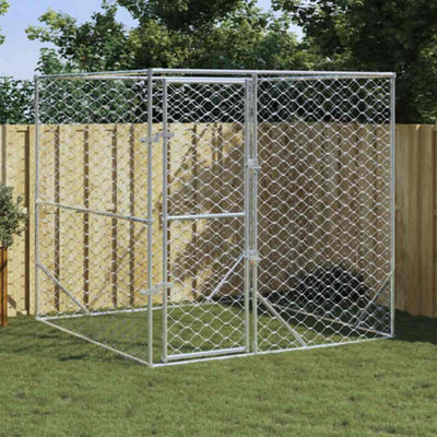 Vidaxl Outdoor Dog Kennel Silver 2X2X2 M Galvanised Steel - image 1
