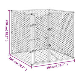 Vidaxl Outdoor Dog Kennel Silver 2X2X2 M Galvanised Steel - thumbnail 5