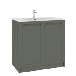 Royal Bathrooms Elmore 800mm Traditional Floor Standing 2 Door Bathroom Vanity Unit With Sintered Stone Basin Sink - Matt Green - thumbnail 6