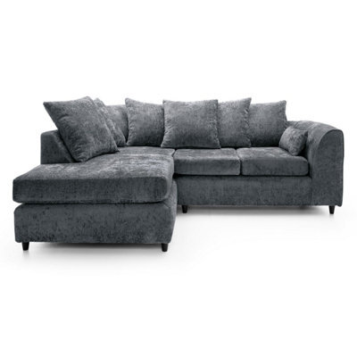 Furnishings For Less UK Monaco Chenille Fabric 3 To 4 Seater L Shaped Corner Sofa  Grey Left Hand Facing - image 1