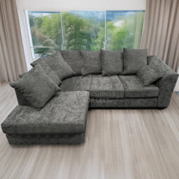 Furnishings For Less UK Monaco Chenille Fabric 3 To 4 Seater L Shaped Corner Sofa  Grey Left Hand Facing - thumbnail 2