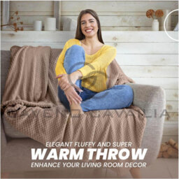 Gc Gaveno Cavailia Fluffy Pop Extra Large Throw 200X240Cm Oyster Soft & Cosy King Size Blanket Waffle Throw - thumbnail 6