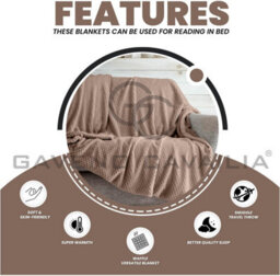 Gc Gaveno Cavailia Fluffy Pop Extra Large Throw 200X240Cm Oyster Soft & Cosy King Size Blanket Waffle Throw - thumbnail 3