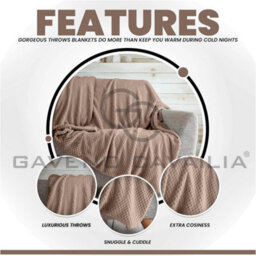 Gc Gaveno Cavailia Fluffy Pop Extra Large Throw 200X240Cm Oyster Soft & Cosy King Size Blanket Waffle Throw - thumbnail 2
