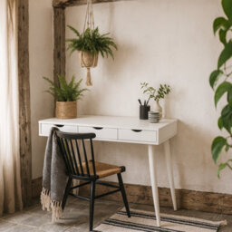 Wyld Haus Dresden White Wooden Office Desk With 3 Drawers, Matt Finish, 1100X500X771mm - thumbnail 2