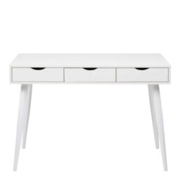 Wyld Haus Dresden White Wooden Office Desk With 3 Drawers, Matt Finish, 1100X500X771mm - thumbnail 4