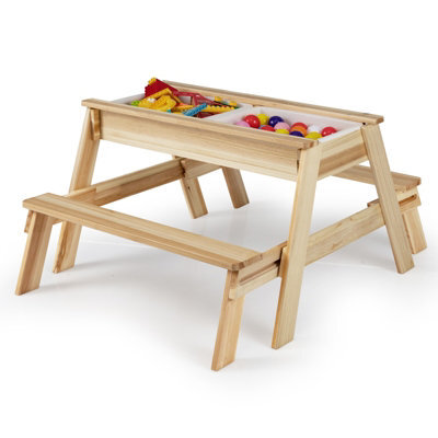 Costway Kids Picnic Table Bench Set Children Sand Water Activity Table With Removable Top - image 1