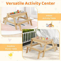 Costway Kids Picnic Table Bench Set Children Sand Water Activity Table With Removable Top - thumbnail 9