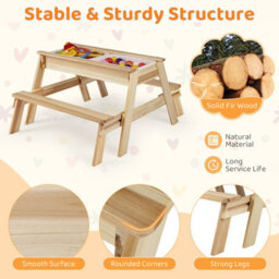 Costway Kids Picnic Table Bench Set Children Sand Water Activity Table With Removable Top - thumbnail 6