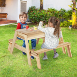 Costway Kids Picnic Table Bench Set Children Sand Water Activity Table With Removable Top - thumbnail 4