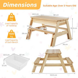 Costway Kids Picnic Table Bench Set Children Sand Water Activity Table With Removable Top - thumbnail 2