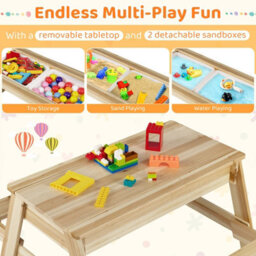 Costway Kids Picnic Table Bench Set Children Sand Water Activity Table With Removable Top - thumbnail 7