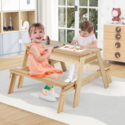 Costway Kids Picnic Table Bench Set Children Sand Water Activity Table With Removable Top - thumbnail 3