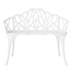 Charles Bentley White Tulip Cast Aluminium Metal 2 Seats Garden Patio Bench Seat - thumbnail 5