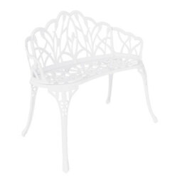 Charles Bentley White Tulip Cast Aluminium Metal 2 Seats Garden Patio Bench Seat - thumbnail 4