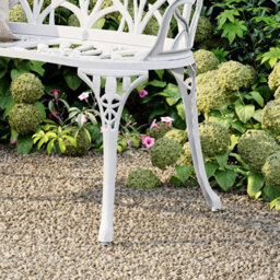 Charles Bentley White Tulip Cast Aluminium Metal 2 Seats Garden Patio Bench Seat - thumbnail 3