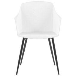Beliani White Plastic Dining Chairs Set Of 2 Minimalist Armchairs With Black Metal Legs - thumbnail 1