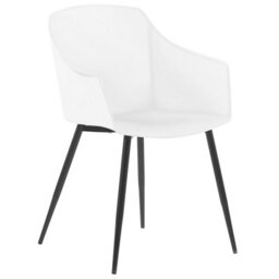 Beliani White Plastic Dining Chairs Set Of 2 Minimalist Armchairs With Black Metal Legs - thumbnail 4