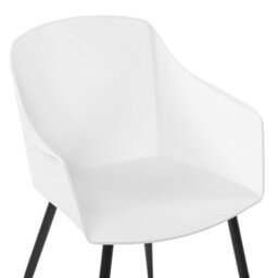 Beliani White Plastic Dining Chairs Set Of 2 Minimalist Armchairs With Black Metal Legs - thumbnail 7