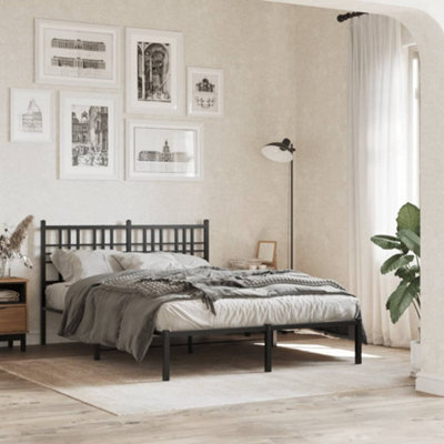 Berkfield Metal Bed Frame Without Mattress With Headboard Black 135X190Cm - image 1