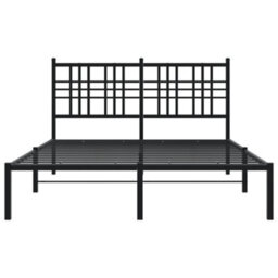 Berkfield Metal Bed Frame Without Mattress With Headboard Black 135X190Cm - thumbnail 4