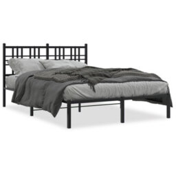 Berkfield Metal Bed Frame Without Mattress With Headboard Black 135X190Cm - thumbnail 2