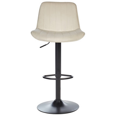 Wyld And Coco Luxeliving Velvet Bar Stools Set Of 2 Light Beige Swivel Black Steel - Adjustable Height 88-109 Cm - image 1